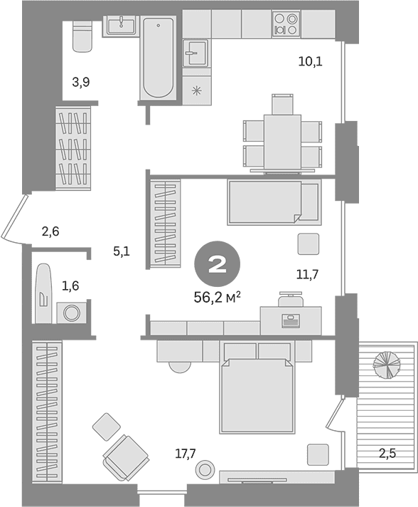 2-комнатная квартира