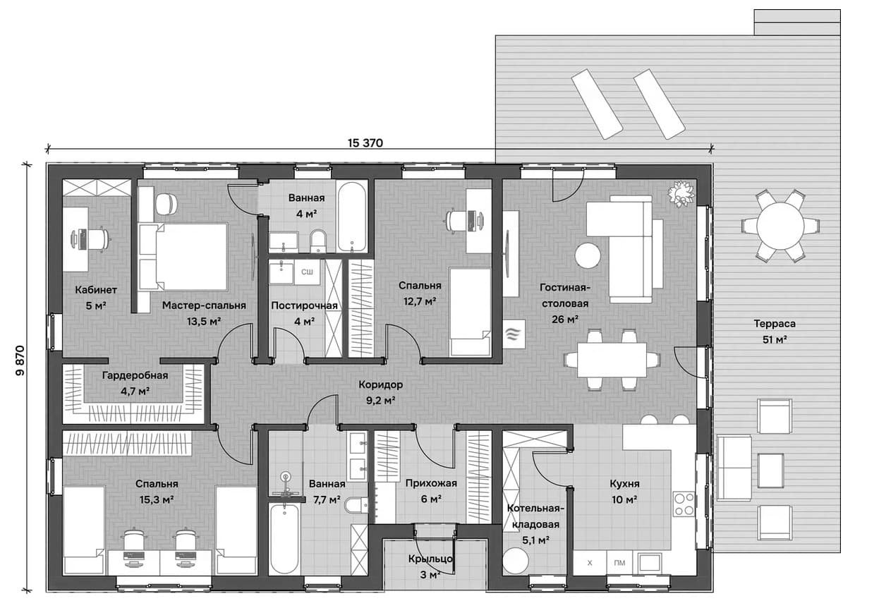 Планировка: Коттедж 124 м² в ЖК «Коттеджный поселок Соловьи клаб»