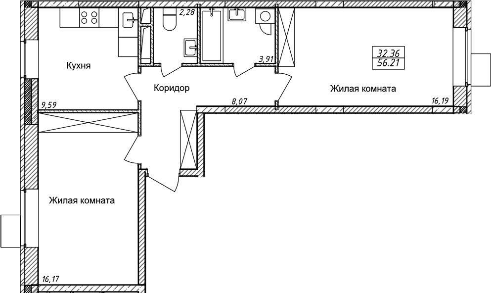 2-комнатная квартира