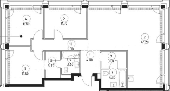 Планировка: Квартира евро-4 101,2 м² в ЖК «СЕТ»
