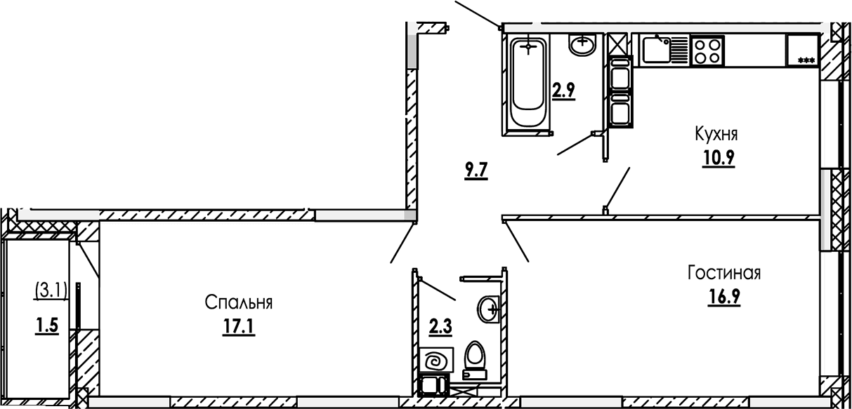 2-комнатная квартира