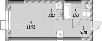 Планировка: Студия 23,5 м² в ЖК «N'ICE LOFT»