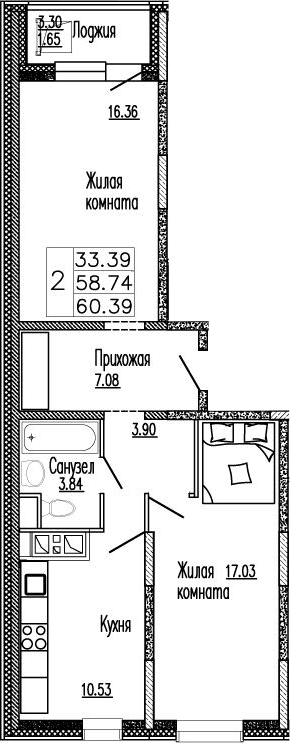 2-комнатная квартира