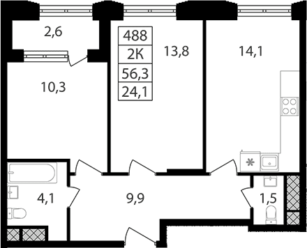 2-комнатная квартира