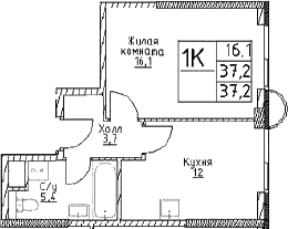 1-комнатная квартира