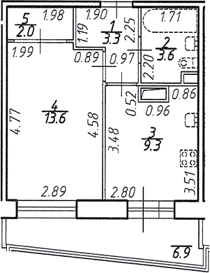 Планировка: 1-комнатная квартира 31,8 м² в ЖК «Стороны Света»