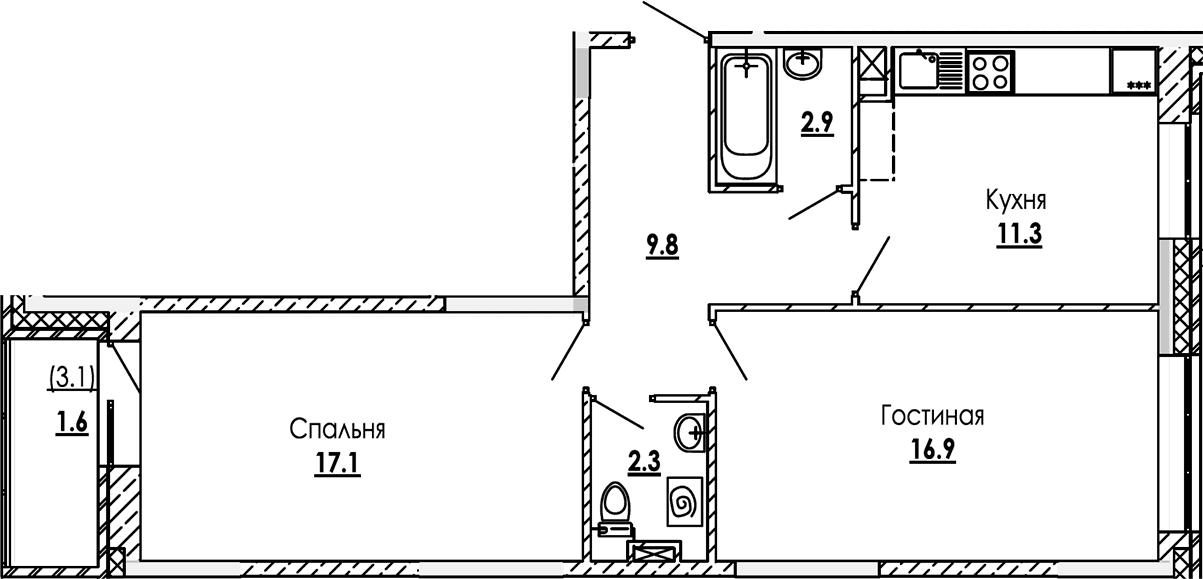 2-комнатная квартира