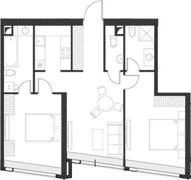 Планировка: Квартира 75,7 м² в ЖК «Дом Дау»