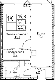 1-комнатная квартира