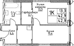 1-комнатная квартира
