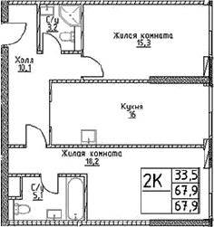 2-комнатная квартира