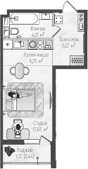 Планировка: Студия 29,6 м² в ЖК «Рига Хиллс»