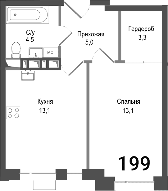 1-комнатная квартира