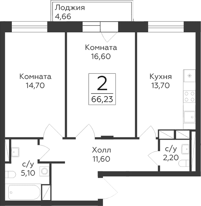 2-комнатная квартира