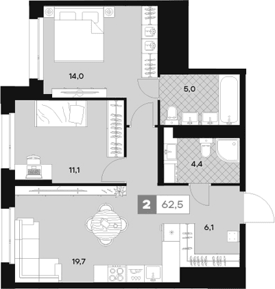 2-комнатная квартира