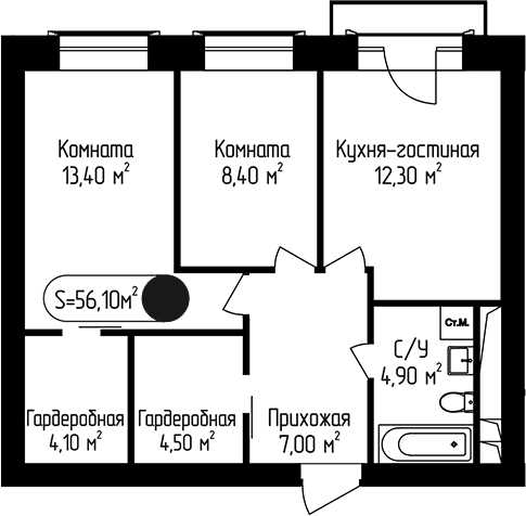 2-комнатная квартира