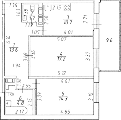 Планировка: 2-комнатная квартира 62,3 м² в ЖК «Экос»