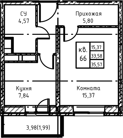 1-комнатная квартира