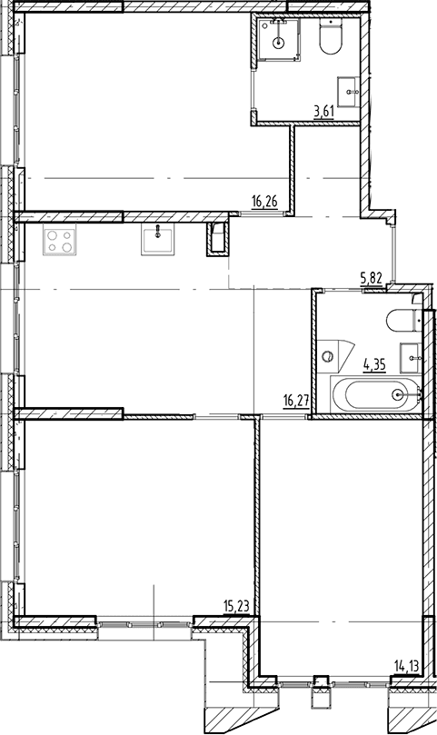 Планировка: Квартира евро-4 75,7 м² в ЖК «Галерная Гавань»