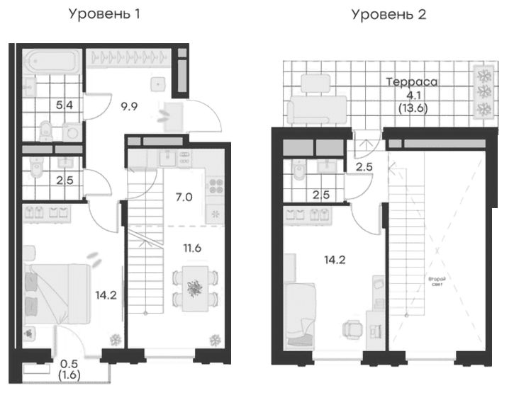 Планировка: Евротрёшка 69,8 м² в ЖК «Михалевич»