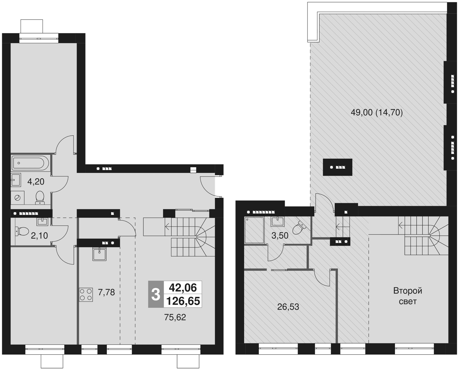 Планировка: Квартира евро-4 112 м² в ЖК «Мартемьяново Клаб»