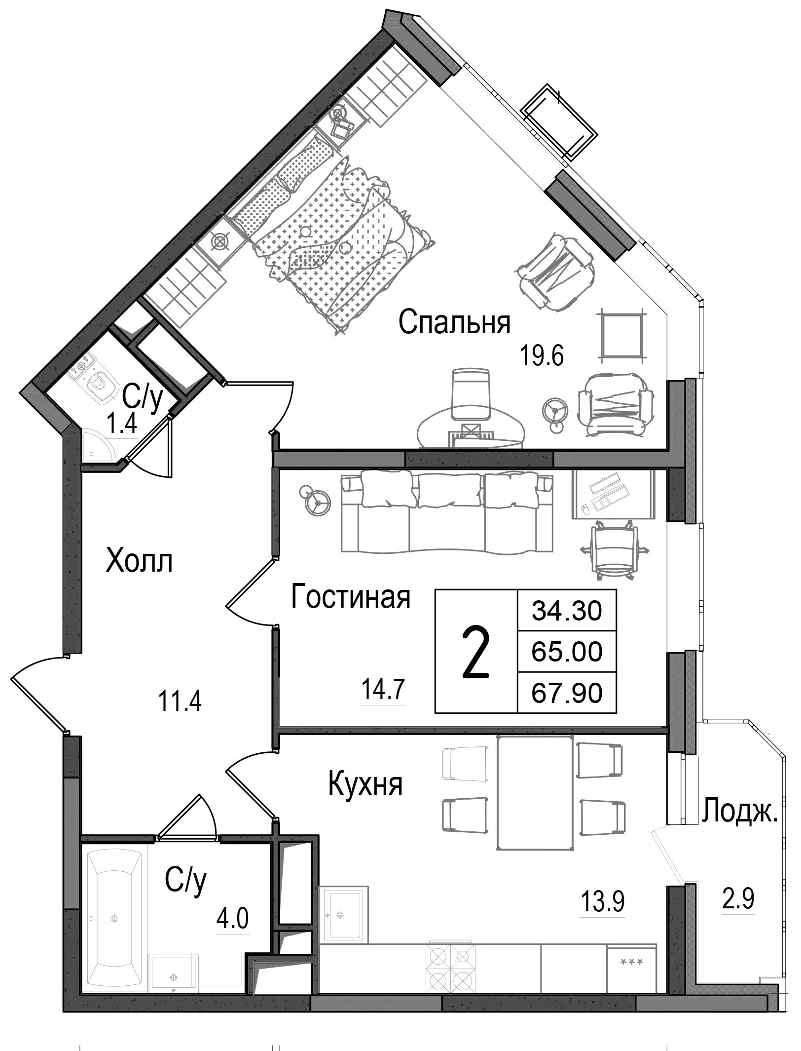 2-комнатная квартира