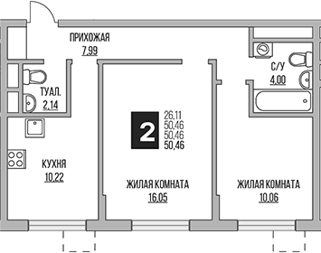 2-комнатная квартира