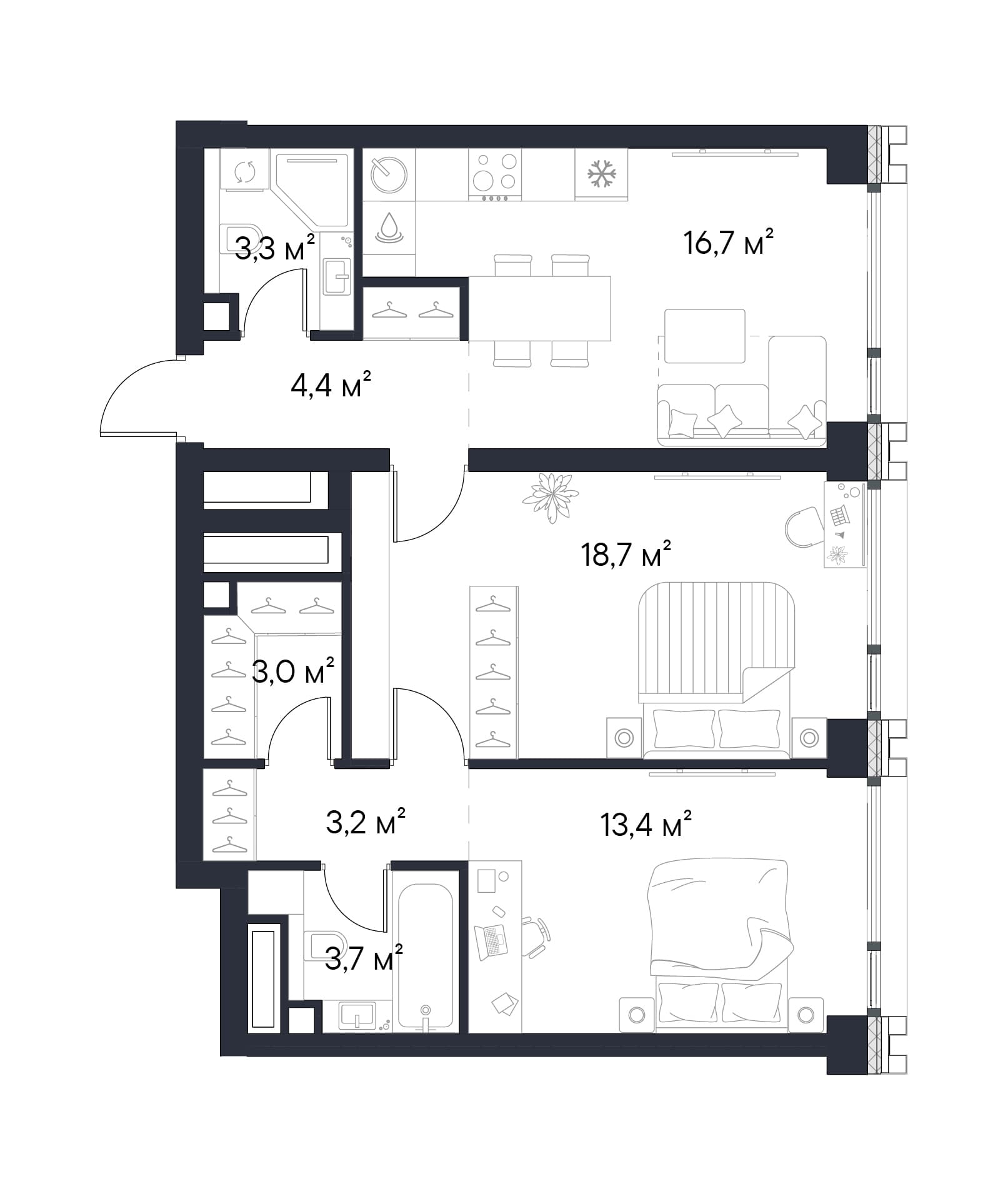 2-комнатная квартира