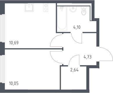 Планировка: 1-комнатная квартира 32,2 м² в ЖК «Пригород Лесное»