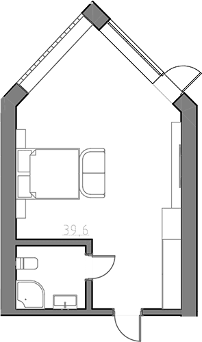 Планировка: Студия 40 м² в ЖК «Сосновый бор»