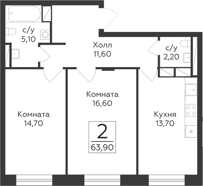 2-комнатная квартира