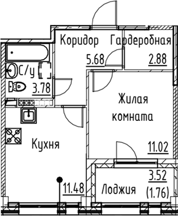 1-комнатная квартира