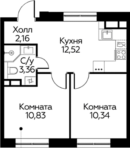2-комнатная квартира
