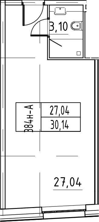 Планировка: Студия 30,1 м² в ЖК «ЙЕС Лидер»