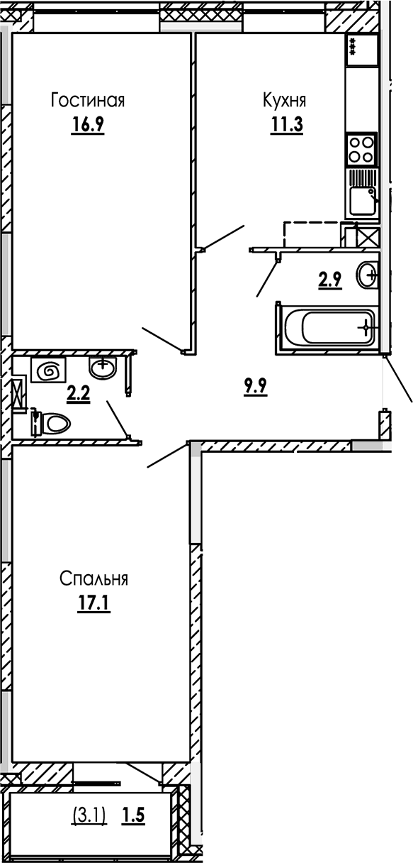 2-комнатная квартира
