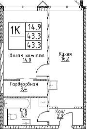 1-комнатная квартира