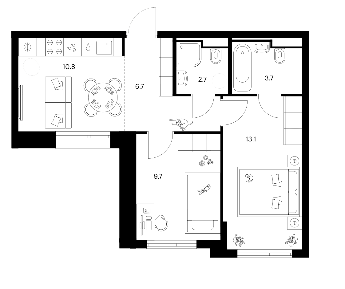 2-комнатная квартира