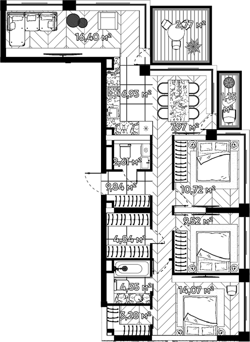 4-комнатная квартира