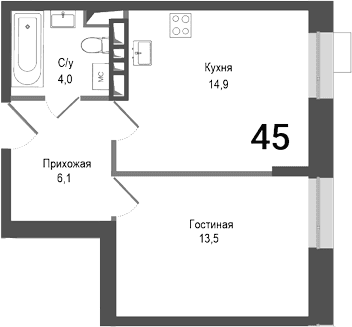 1-комнатная квартира