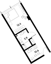 Планировка: Студия 26,9 м² в ЖК «МОСКО»