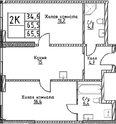 2-комнатная квартира