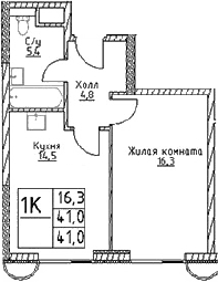 1-комнатная квартира