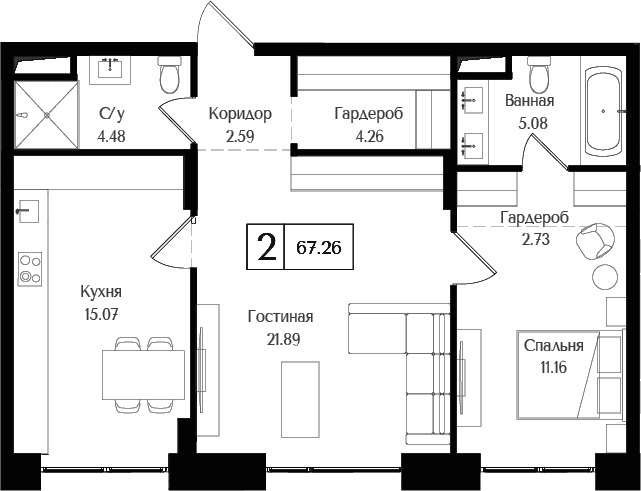 2-комнатная квартира