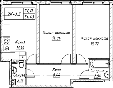 2-комнатная квартира