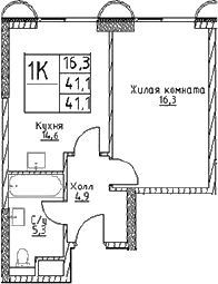 1-комнатная квартира