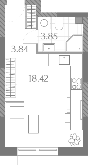 Планировка: Студия 26,1 м² в ЖК «Дмитровское Небо»