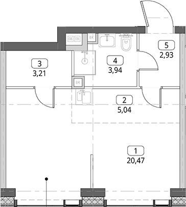 Планировка: Студия 35,6 м² в ЖК «СИТИДЗЕН»