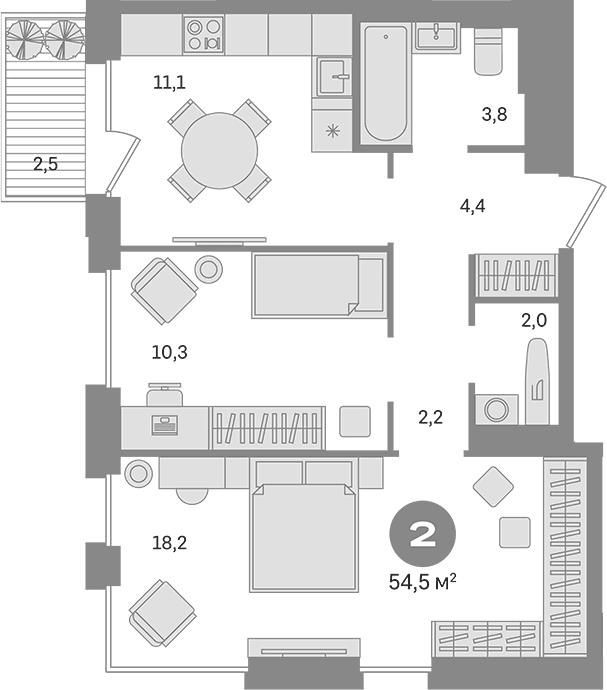 2-комнатная квартира