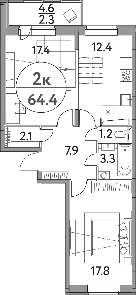 2-комнатная квартира