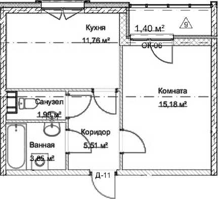 1-комнатная квартира
